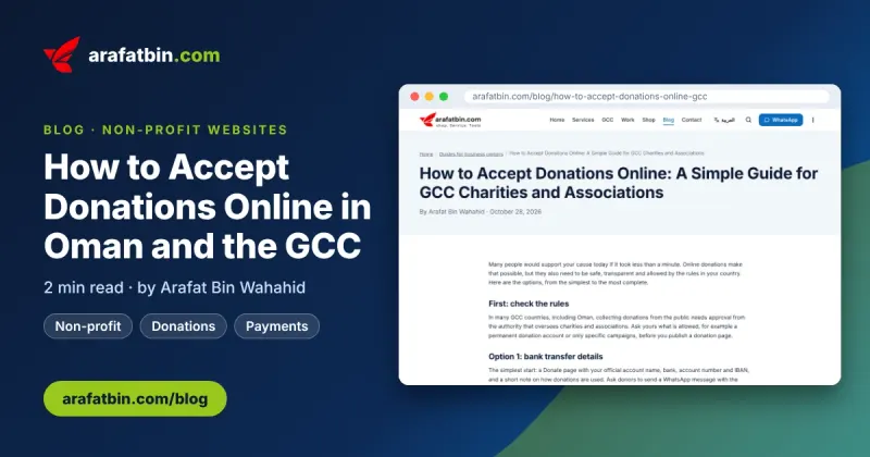 How to accept donations online: a guide for charities and associations in Oman and the GCC, by arafatbin.com