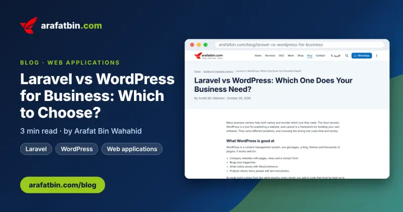 Laravel vs WordPress: which one your business needs, a guide by arafatbin.com